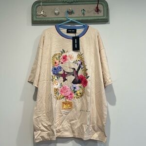 Homme + Femme Paradise Chain Tee cream lavender short sleeve T-shirt size XXL